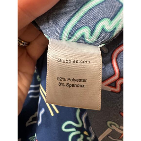 Chubbies Neon Flamingo Cocktail Print Shirt Size Medium - Picture 6 of 7